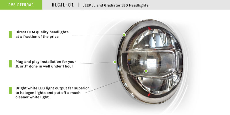 DV8 Offroad 2018+ Jeep Wrangler JL/Gladiator LED Projector Headlights DV8 Offroad 2018+ Jeep Wrangler JL/Gladiator LED Projector Headlights