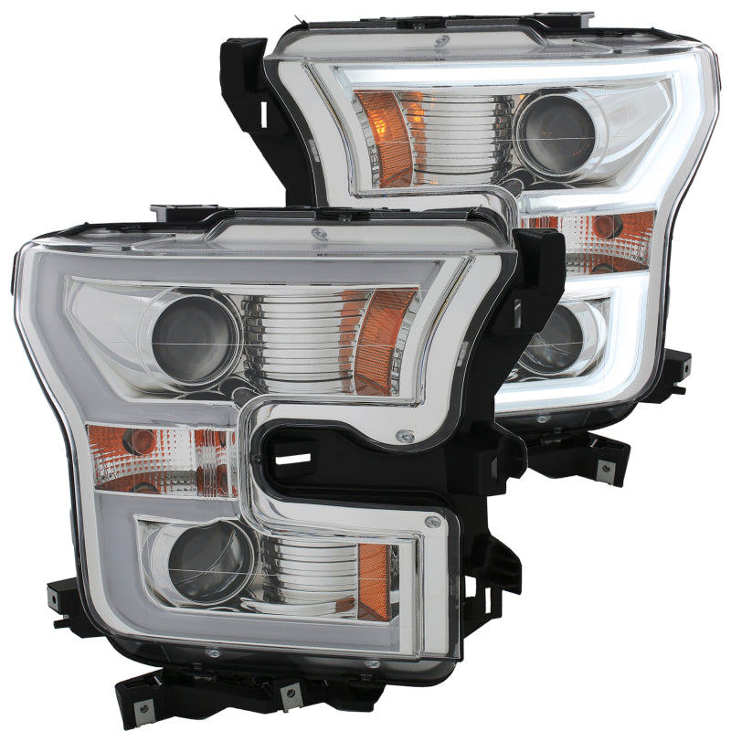 ANZO 2015-2016 Ford F-150 Projector Headlights w/ Plank Style Design Chrome w/ Amber ANZO 2015-2016 Ford F-150 Projector Headlights w/ Plank Style Design Chrome w/ Amber
