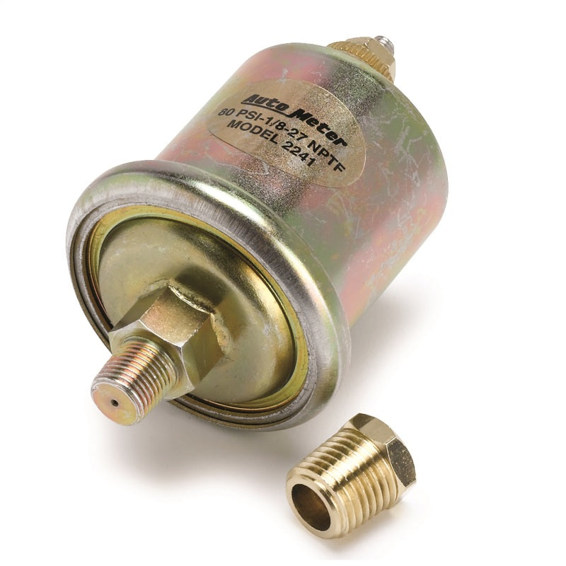 Autometer Oil Pressure Sensor 0-80PSI 1/8in NPT Male For Short Sweet Elec. Autometer Oil Pressure Sensor 0-80PSI 1/8in NPT Male For Short Sweet Elec.