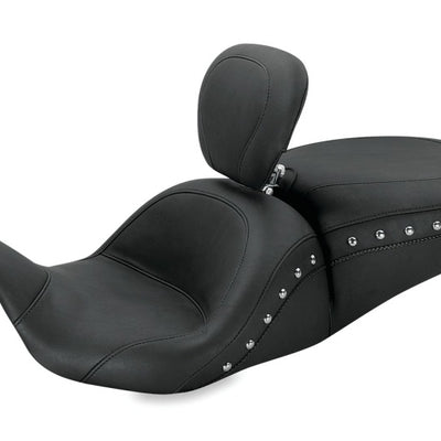 Mustang 08-21 Harley Electra Glide, Rd Glide, Rd King, Glide Lowdown 1PC Seat w/DBR Studs - Black