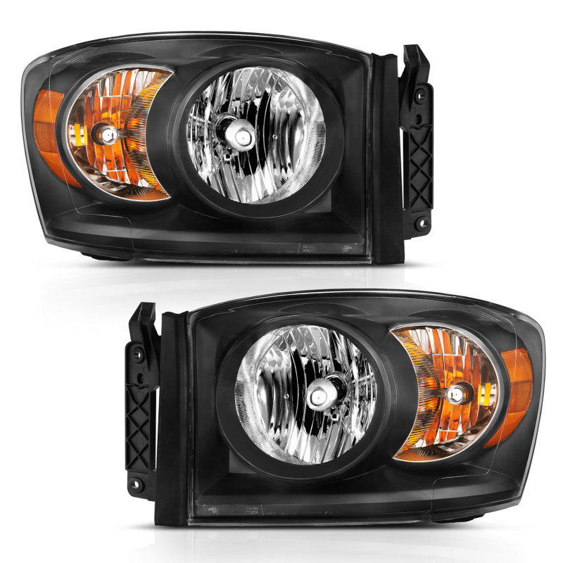 ANZO 2006-2009 Dodge Ram 1500 Crystal Headlight  Black Amber ANZO 2006-2009 Dodge Ram 1500 Crystal Headlight  Black Amber