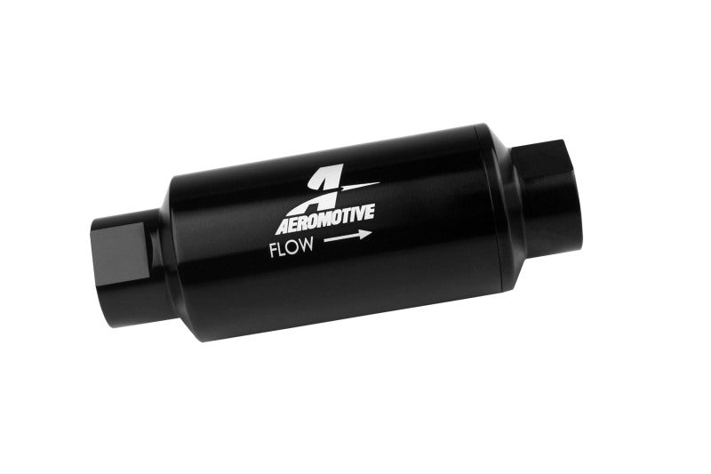 Aeromotive In-Line Fuel Filter 40-M Stainless Mesh Element ORB-10 Port (Bright-Dip Black) 2in. OD Aeromotive In-Line Fuel Filter 40-M Stainless Mesh Element ORB-10 Port (Bright-Dip Black) 2in. OD