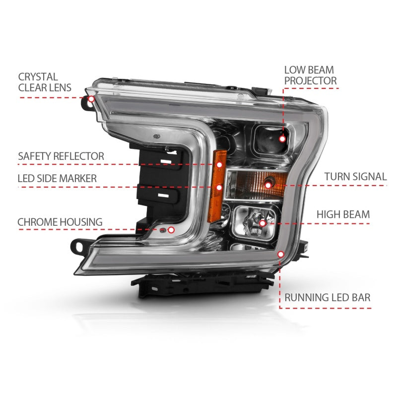 ANZO 2018-2019 Ford F-150 Projector Plank Style H.L. Chrome Amber (Without Switchback) ANZO 2018-2019 Ford F-150 Projector Plank Style H.L. Chrome Amber (Without Switchback)