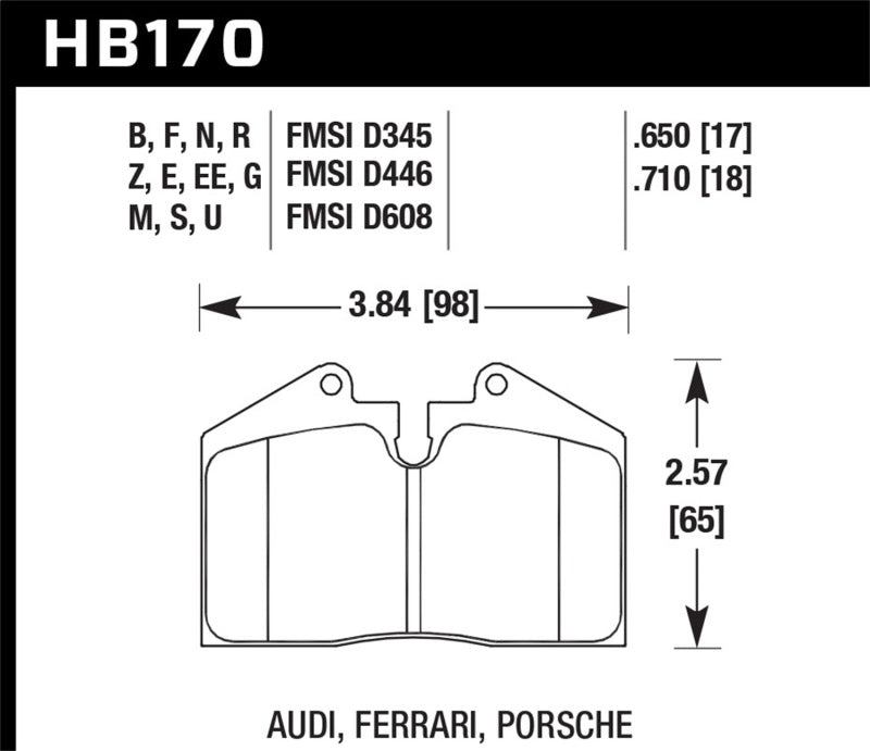 Hawk 1999 Ferrari F355 Front ER-1 Brake Pads Hawk 1999 Ferrari F355 Front ER-1 Brake Pads