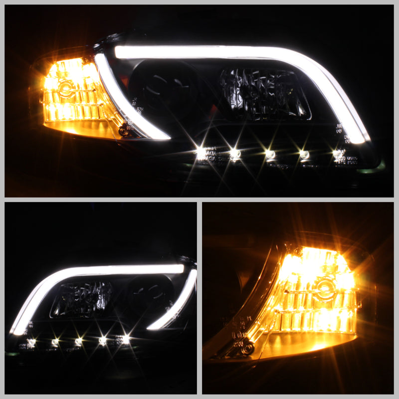 Spyder Audi A4 06-08 Projector Headlights Halogen Only - Light Tube DRL Blk PRO-YD-AA405-LTDRL-G2-BK Spyder Audi A4 06-08 Projector Headlights Halogen Only - Light Tube DRL Blk PRO-YD-AA405-LTDRL-G2-BK
