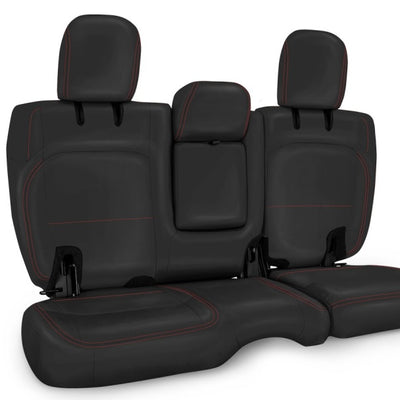 PRP 2018+ Jeep Wrangler JLU/4 Door Rear Bench Cover w/ Leather Interior - Black w/ Red Stitching