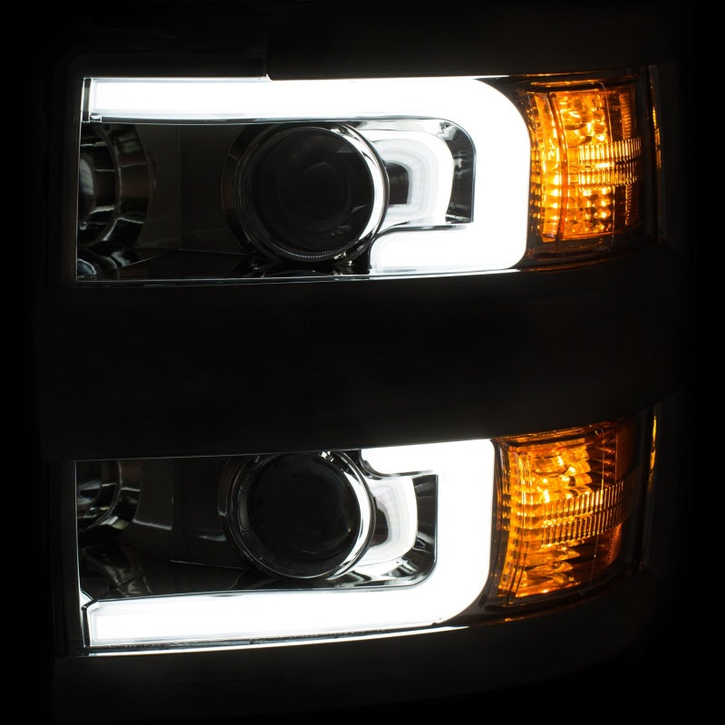 ANZO 2015-2016 Chevrolet Silverado Projector Headlights w/ Plank Style Design Chrome w/ Amber ANZO 2015-2016 Chevrolet Silverado Projector Headlights w/ Plank Style Design Chrome w/ Amber