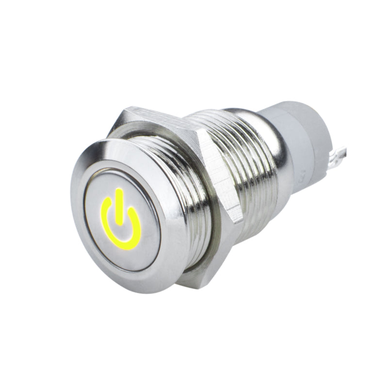 Oracle Pre-Wired Power Symbol Momentary Flush Mount LED Switch - Yellow Oracle Pre-Wired Power Symbol Momentary Flush Mount LED Switch - Yellow
