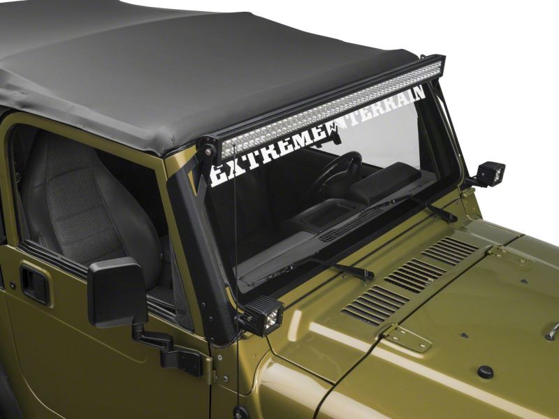 Raxiom 97-06 Jeep Wrangler TJ 50-In LED Light Bar Windshield Mount w/ Auxilliary Bracket Raxiom 97-06 Jeep Wrangler TJ 50-In LED Light Bar Windshield Mount w/ Auxilliary Bracket