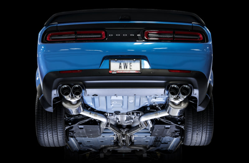 AWE Tuning 2015+ Dodge Challenger 6.4L/6.2L SC Track Edition Exhaust - Quad Chrome Silver Tips AWE Tuning 2015+ Dodge Challenger 6.4L/6.2L SC Track Edition Exhaust - Quad Chrome Silver Tips