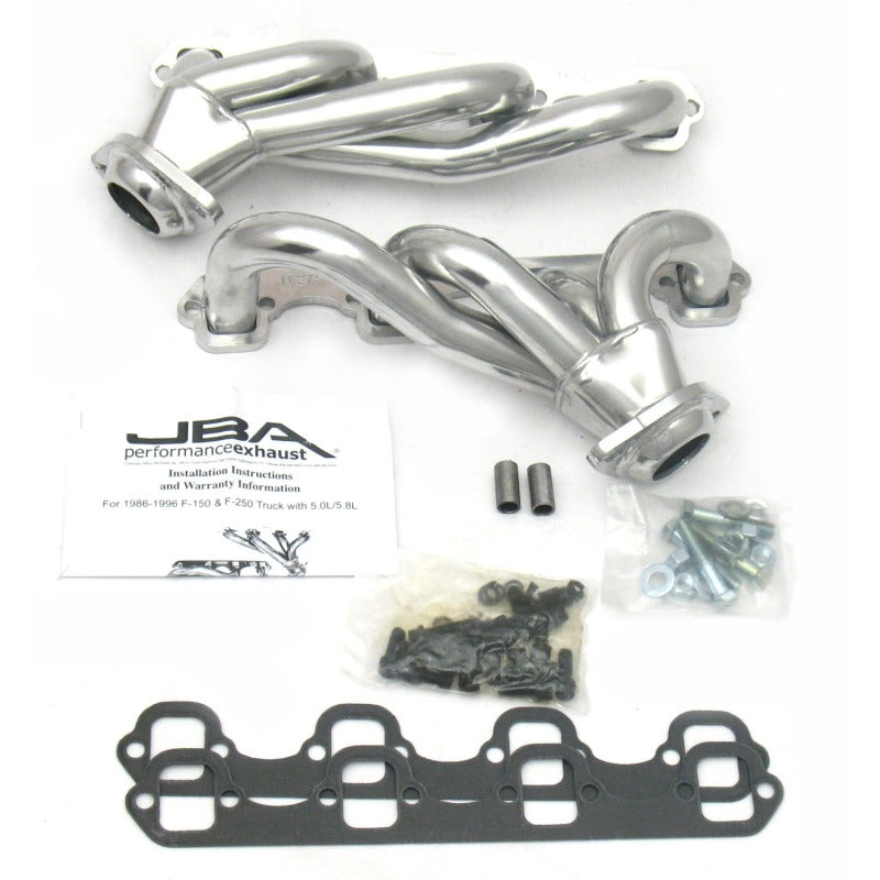 JBA 87-95 Ford F-150 5.0L SBF 1-1/2in Primary Silver Ctd Cat4Ward Header JBA 87-95 Ford F-150 5.0L SBF 1-1/2in Primary Silver Ctd Cat4Ward Header