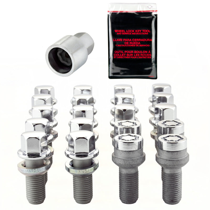 McGard 5 Lug Hex Install Kit w/Locks (Radius Seat Bolt) M14X1.5 / 17mm Hex / 26.3mm Shank L - Chrome McGard 5 Lug Hex Install Kit w/Locks (Radius Seat Bolt) M14X1.5 / 17mm Hex / 26.3mm Shank L - Chrome