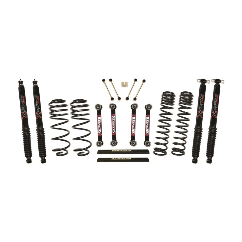 Skyjacker 03-06 Jeep TJ 4in D-Rate Long Travel Kit w/ OE FR/RR Lower Links/Black Max Shocks Skyjacker 03-06 Jeep TJ 4in D-Rate Long Travel Kit w/ OE FR/RR Lower Links/Black Max Shocks