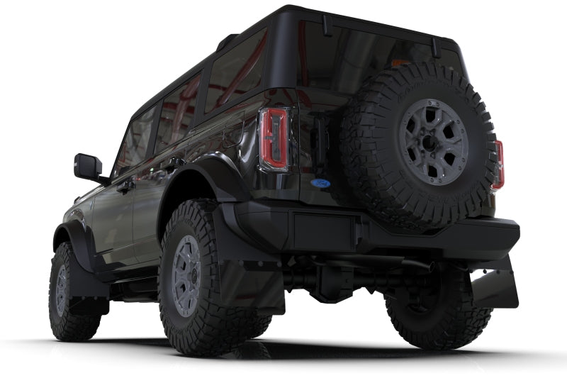 Rally Armor 21-24 Ford Bronco (Plstc Bmpr + RB - NO Rptr/Sprt) Blk Mud Flap w/Area Blue Logo Rally Armor 21-24 Ford Bronco (Plstc Bmpr + RB - NO Rptr/Sprt) Blk Mud Flap w/Area Blue Logo