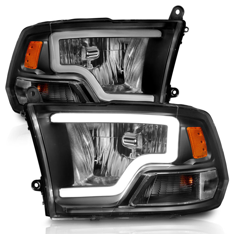 ANZO 2009-2018 Dodge Ram 1500 Crystal Headlights w/ Light Bar Black Housing ANZO 2009-2018 Dodge Ram 1500 Crystal Headlights w/ Light Bar Black Housing