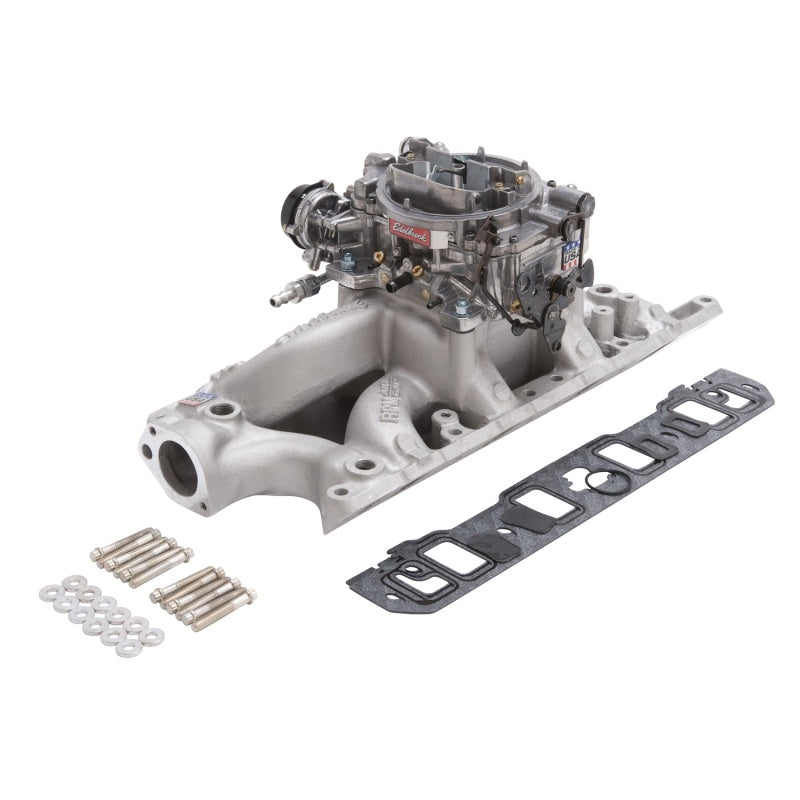 Edelbrock Manifold And Carb Kit Performer RPM Air-Gap Small Block Ford 289-302 Natural Finish Edelbrock Manifold And Carb Kit Performer RPM Air-Gap Small Block Ford 289-302 Natural Finish