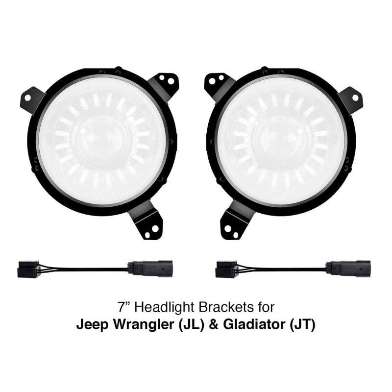 XK Glow Universal Headlight Mounting Brackets for Jeep Wrangler JL and Gladiator JT Models 7In XK Glow Universal Headlight Mounting Brackets for Jeep Wrangler JL and Gladiator JT Models 7In
