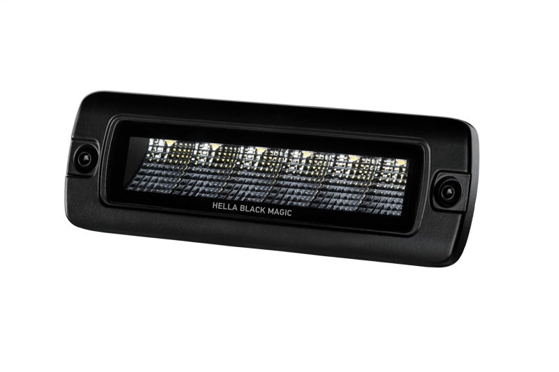 Hella Universal Black Magic 6 L.E.D. Flush Mount Mini Light Bar - Flood Beam Hella Universal Black Magic 6 L.E.D. Flush Mount Mini Light Bar - Flood Beam