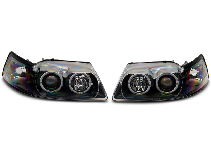 Raxiom 99-04 Ford Mustang Dual LED Halo Projector Headlights- Black Housing (Clear Lens) Raxiom 99-04 Ford Mustang Dual LED Halo Projector Headlights- Black Housing (Clear Lens)