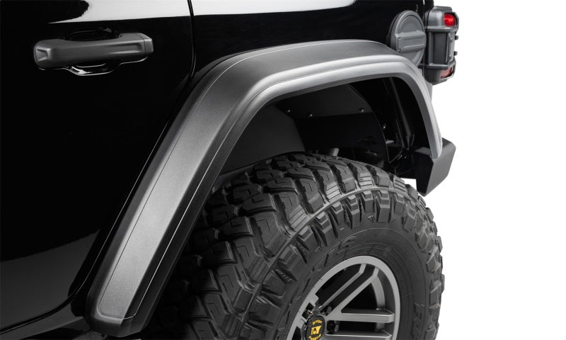 Bushwacker 18-21 Jeep Wrangler JL (2-Door & 4-Door) Flat Style Flares 4pc - Black Bushwacker 18-21 Jeep Wrangler JL (2-Door & 4-Door) Flat Style Flares 4pc - Black