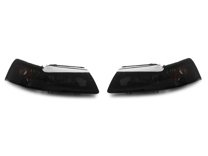 Raxiom 99-04 Ford Mustang Axial Series OE Style Headlights- Black Housing (Smoked Lens) Raxiom 99-04 Ford Mustang Axial Series OE Style Headlights- Black Housing (Smoked Lens)
