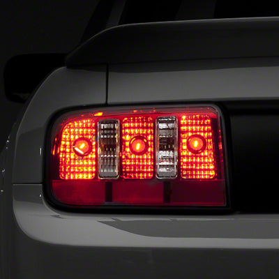 Raxiom 05-09 Ford Mustang Coyote Tail Lights- Chrome Housing - Red/Clear Lens