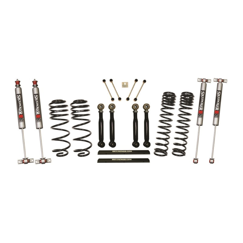 Skyjacker 97-02 Jeep TJ 4in D-Rate Long Travel Kit w/ Adj FR/RR Lower Flex Links/M95 Monotube Shocks Skyjacker 97-02 Jeep TJ 4in D-Rate Long Travel Kit w/ Adj FR/RR Lower Flex Links/M95 Monotube Shocks
