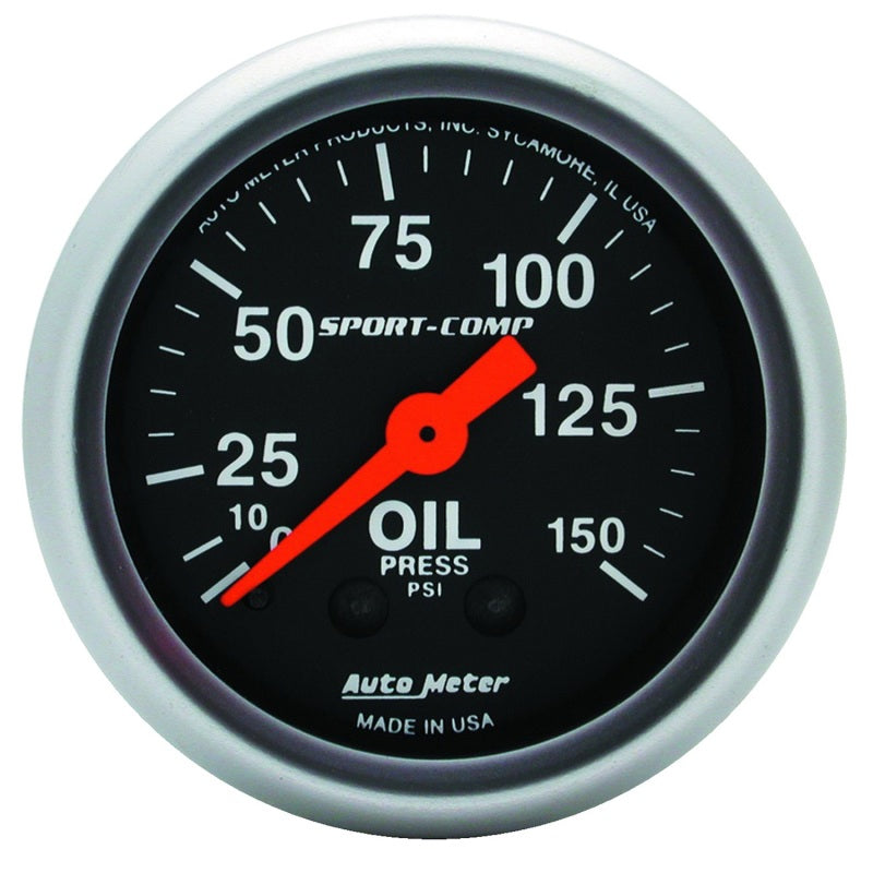 Autometer Sport Comp 52mm Mechanical 0-150 PSI Oil Pressure Gauge Autometer Sport Comp 52mm Mechanical 0-150 PSI Oil Pressure Gauge