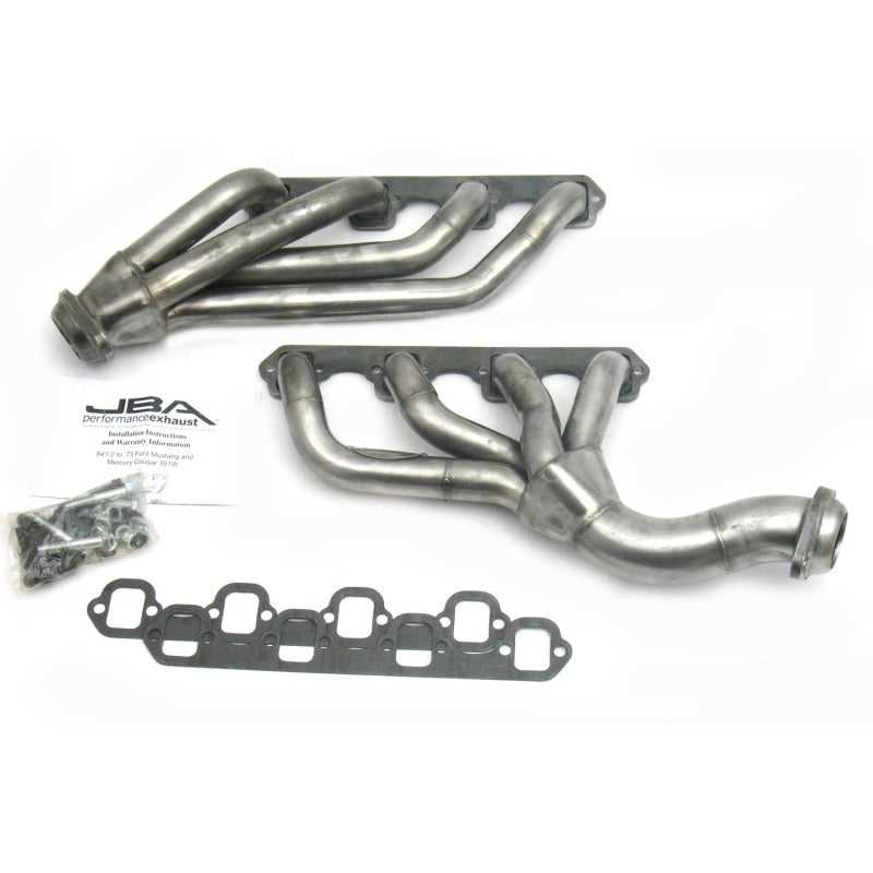 JBA 65-73 Ford Mustang 351W SBF w/T-5/Cable Clutch 1-5/8in Primary Raw 409SS Mid Length Header JBA 65-73 Ford Mustang 351W SBF w/T-5/Cable Clutch 1-5/8in Primary Raw 409SS Mid Length Header