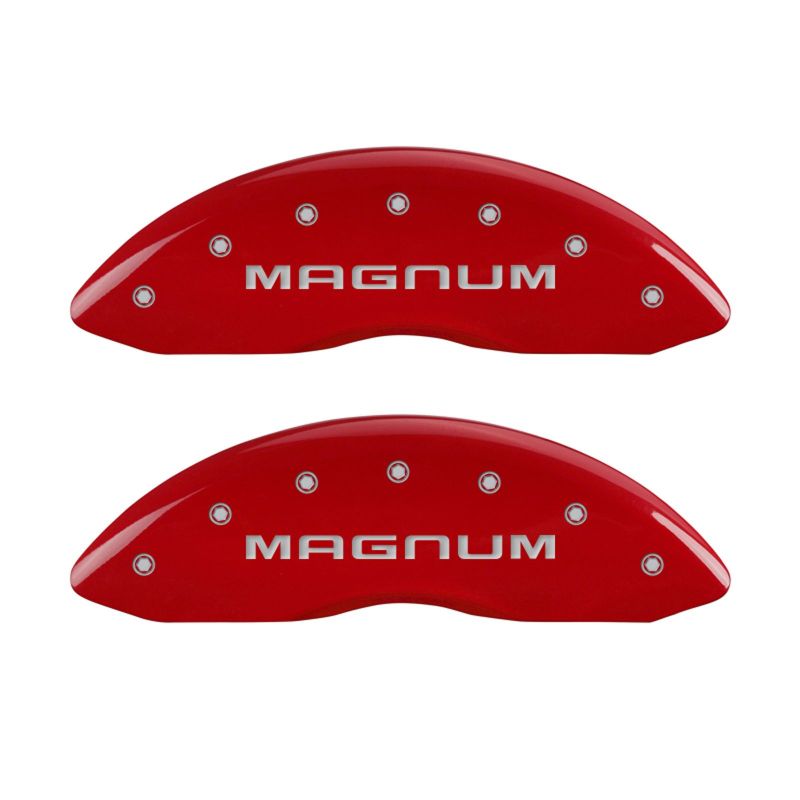 MGP 4 Caliper Covers Engraved Front & Rear Magnum Red finish silver ch MGP 4 Caliper Covers Engraved Front & Rear Magnum Red finish silver ch