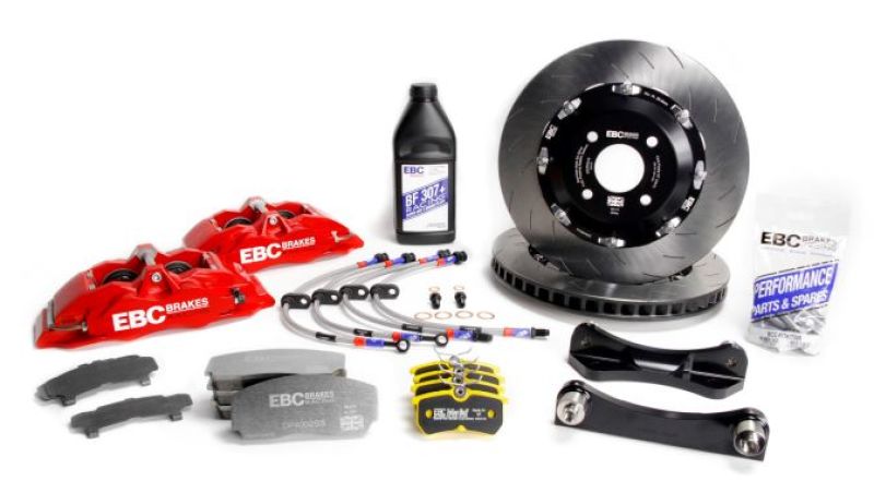 EBC Racing 15-21 Volkswagen GTI Mk7 Red Apollo-4 Calipers 355mm Rotors Front Big Brake Kit EBC Racing 15-21 Volkswagen GTI Mk7 Red Apollo-4 Calipers 355mm Rotors Front Big Brake Kit