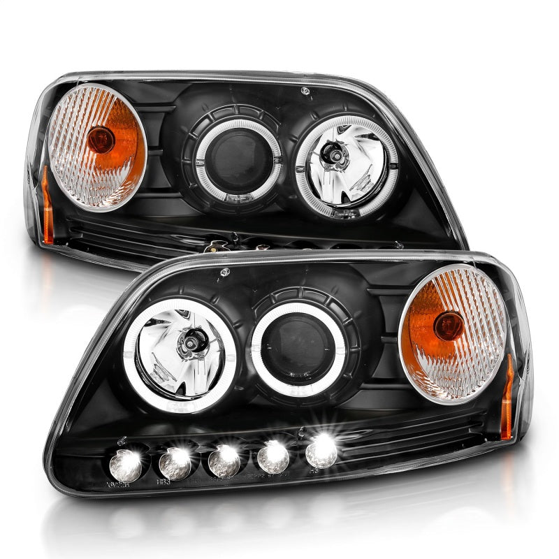 ANZO 1997.5-2003 Ford F-150 Projector Headlights w/ Halo and LED Black 1pc ANZO 1997.5-2003 Ford F-150 Projector Headlights w/ Halo and LED Black 1pc