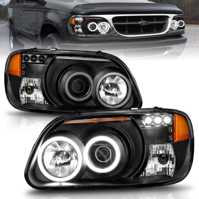 ANZO 1995-2001 Ford Explorer Projector Headlights w/ Halo Black 1 pc ANZO 1995-2001 Ford Explorer Projector Headlights w/ Halo Black 1 pc
