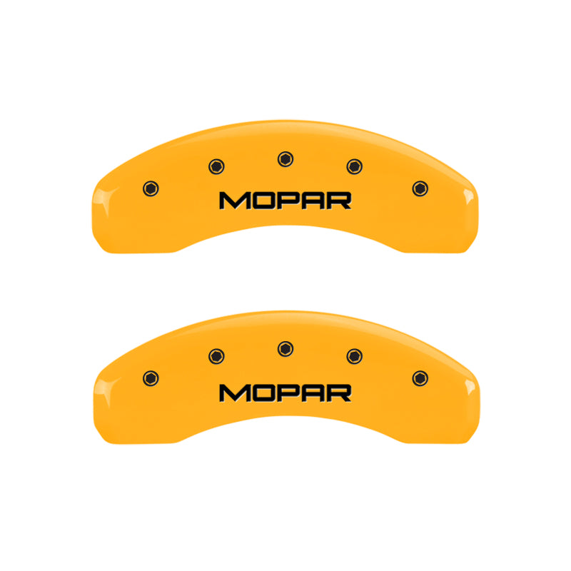 MGP 4 Caliper Covers Engraved Front & Rear MOPAR Yellow finish black ch MGP 4 Caliper Covers Engraved Front & Rear MOPAR Yellow finish black ch