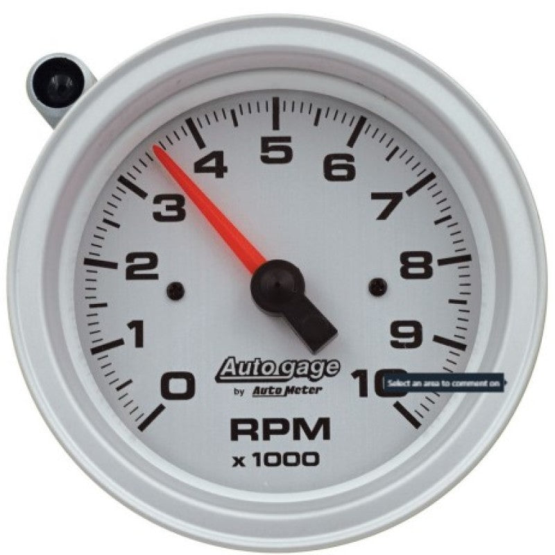 AutoMeter Tachometer Gauge 10K RPM 3 3/4in Pedestal w/Ext. Shift-Light - Silver Dial/Black Case AutoMeter Tachometer Gauge 10K RPM 3 3/4in Pedestal w/Ext. Shift-Light - Silver Dial/Black Case
