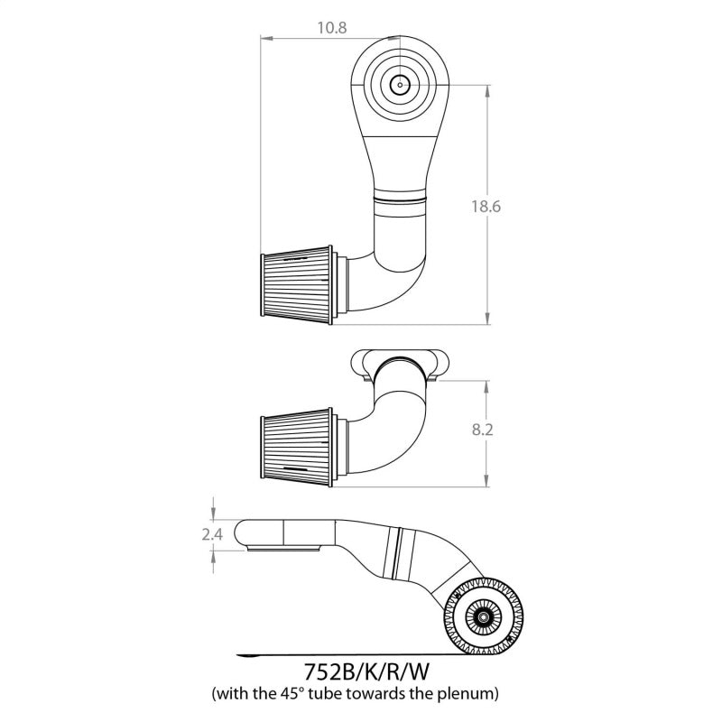 Spectre Plenum Kit Low w/Driver Side 45/90 Degree Tube Spectre Plenum Kit Low w/Driver Side 45/90 Degree Tube
