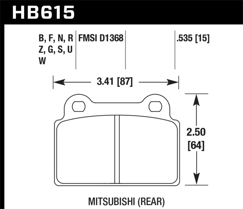 Hawk 2008-2014 Mitsubishi Lancer Evo (1-piece front rotor) High Perf. Street 5.0 Rear Brake Pads Hawk 2008-2014 Mitsubishi Lancer Evo (1-piece front rotor) High Perf. Street 5.0 Rear Brake Pads