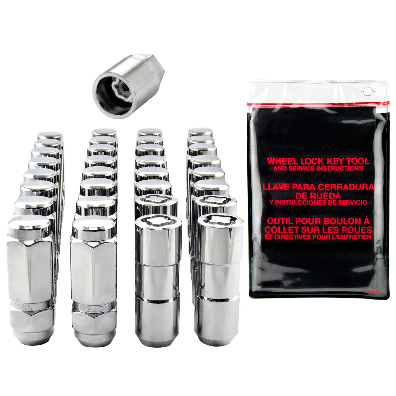 McGard 8 Lug Hex Install Kit w/Locks (Cone Seat Nut / Duplex) 9/16-18 / 7/8 Hex / 2.5in L - Chrome McGard 8 Lug Hex Install Kit w/Locks (Cone Seat Nut / Duplex) 9/16-18 / 7/8 Hex / 2.5in L - Chrome