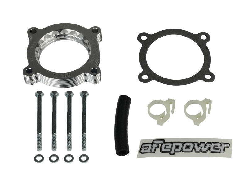 aFe 11-14 Ford Mustang/ 11-14 Ford F-150 V6 3.7L Silver Bullet Throttle Body Spacer - Silver aFe 11-14 Ford Mustang/ 11-14 Ford F-150 V6 3.7L Silver Bullet Throttle Body Spacer - Silver
