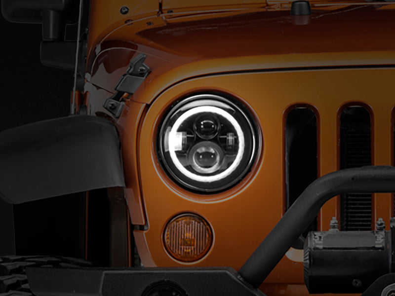 Raxiom 97-18 Jeep Wrangler TJ/JK Axial Halo Headlights w/ DRL Amber Signals- Blk Hsng (Clear Lens) Raxiom 97-18 Jeep Wrangler TJ/JK Axial Halo Headlights w/ DRL Amber Signals- Blk Hsng (Clear Lens)