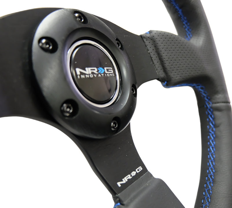 NRG Reinforced Steering Wheel (320mm) Black Leather w/Blue Stitching NRG Reinforced Steering Wheel (320mm) Black Leather w/Blue Stitching