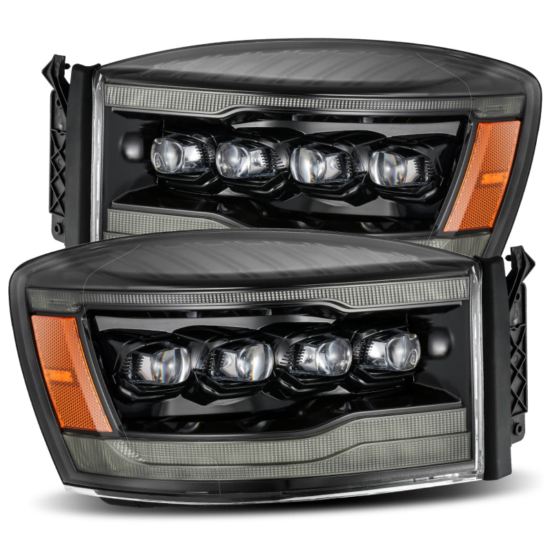 AlphaRex 06-08 Ram 1500HD NOVA LED Proj Headlights Plnk Style Alpha Blk w/Seq Signal/DRL/Amber LED AlphaRex 06-08 Ram 1500HD NOVA LED Proj Headlights Plnk Style Alpha Blk w/Seq Signal/DRL/Amber LED