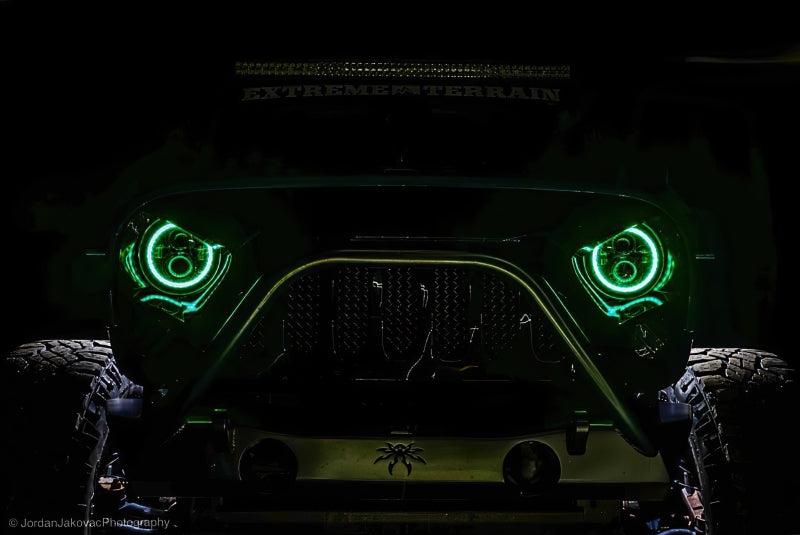Oracle 7in High Powered LED Headlights - Black Bezel - Green Oracle 7in High Powered LED Headlights - Black Bezel - Green