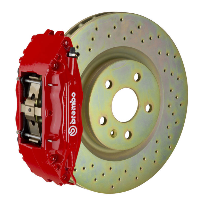 Brembo 05-14 Mustang GT Excl non-ABS Equipped Fr GT BBK 4Pist Cast 2pc 355x32 1pc Rtr Drill-Red Brembo 05-14 Mustang GT Excl non-ABS Equipped Fr GT BBK 4Pist Cast 2pc 355x32 1pc Rtr Drill-Red