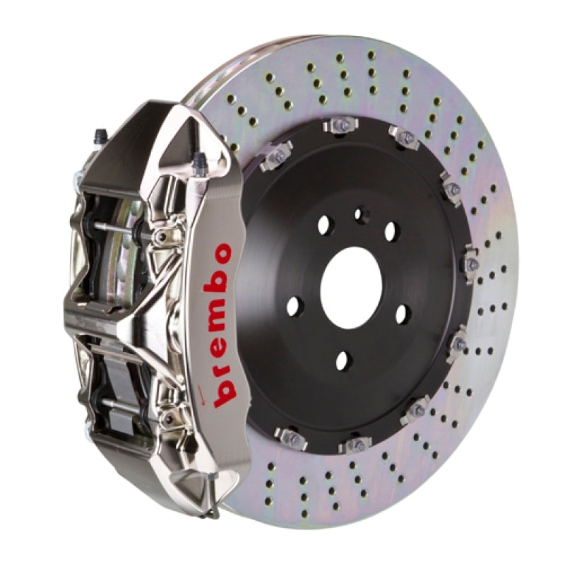 Brembo 15-19 Macan Turbo Front GTR BBK 6 Piston Billet 405x34 2pc Rotor Drilled- Nickel Brembo 15-19 Macan Turbo Front GTR BBK 6 Piston Billet 405x34 2pc Rotor Drilled- Nickel