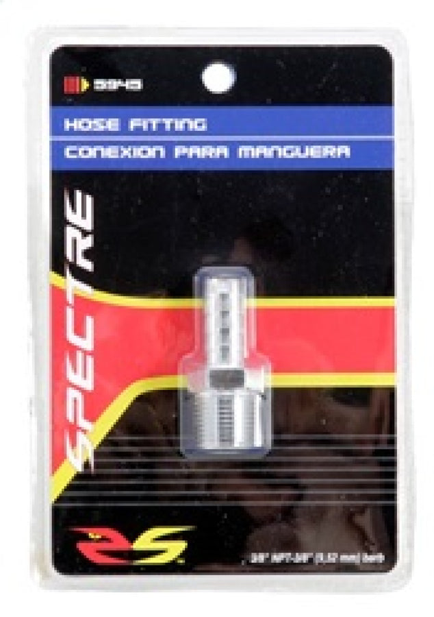 Spectre Fuel Fitting 3/8in. Hose Barb NPT Threads - Chrome Spectre Fuel Fitting 3/8in. Hose Barb NPT Threads - Chrome