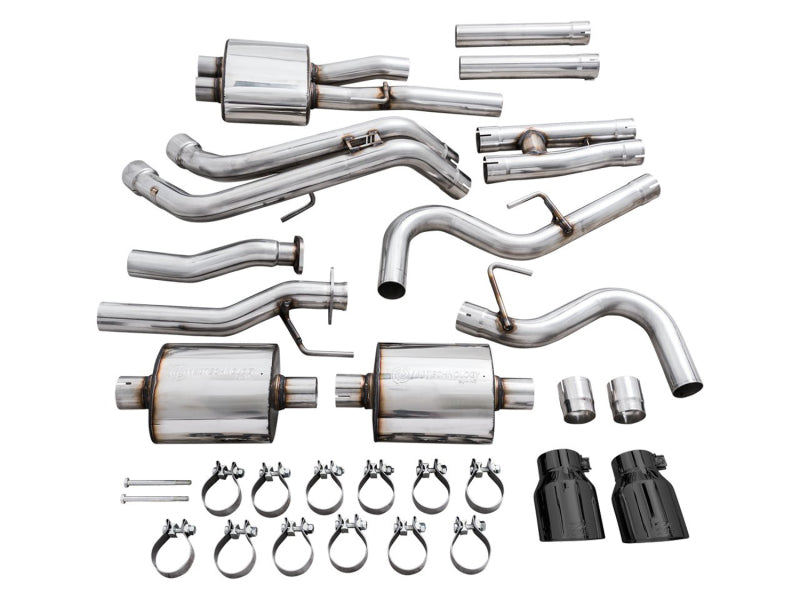 AWE 16-22 Toyota Tacoma 0FG Catback Exhaust w/ BashGuard - Dual Diamond Black Tips AWE 16-22 Toyota Tacoma 0FG Catback Exhaust w/ BashGuard - Dual Diamond Black Tips