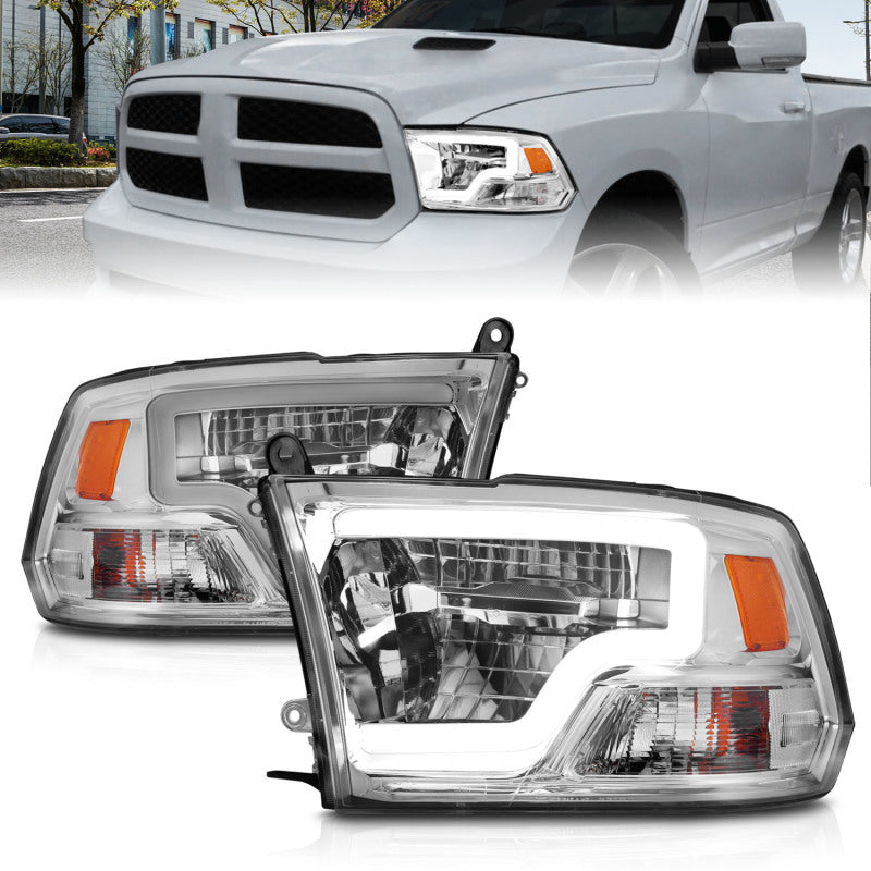 ANZO 2009-2020 Dodge Ram 1500 Full LED Square Projector Headlights w/ Chrome Housing Chrome Amber ANZO 2009-2020 Dodge Ram 1500 Full LED Square Projector Headlights w/ Chrome Housing Chrome Amber