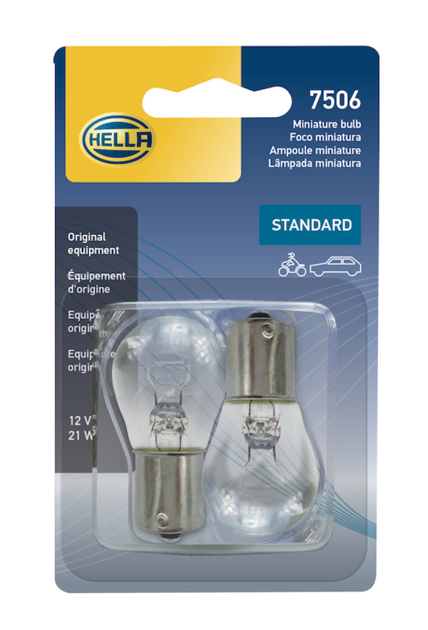Hella Bulb 7506 12V 21W Ba15S S8 (2) Hella Bulb 7506 12V 21W Ba15S S8 (2)