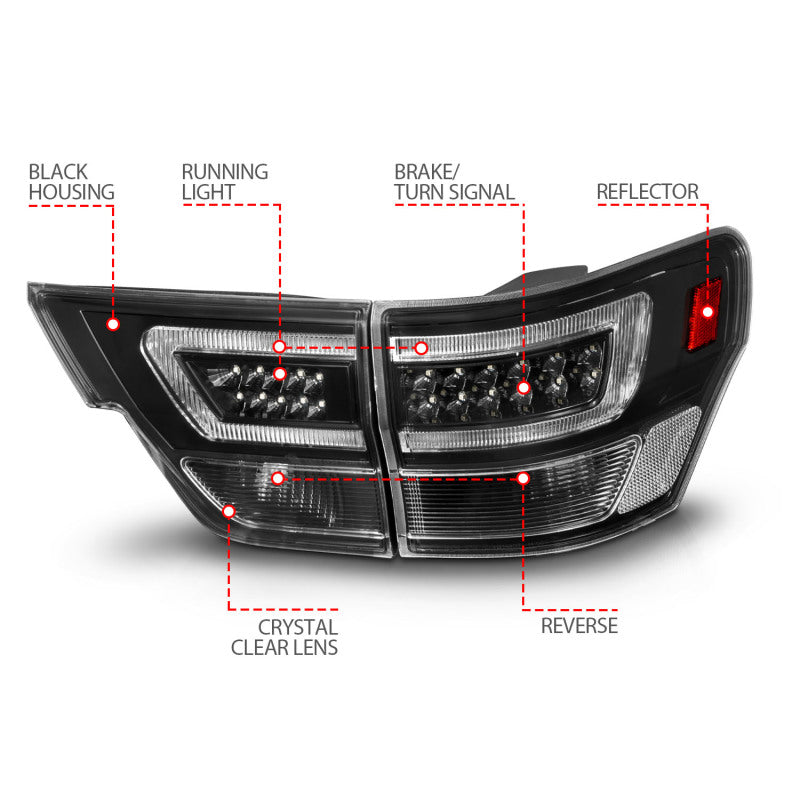 ANZO 11-13 Jeep Grand Cherokee LED Taillights w/ Lightbar Black Housing/Clear Lens 4pcs ANZO 11-13 Jeep Grand Cherokee LED Taillights w/ Lightbar Black Housing/Clear Lens 4pcs